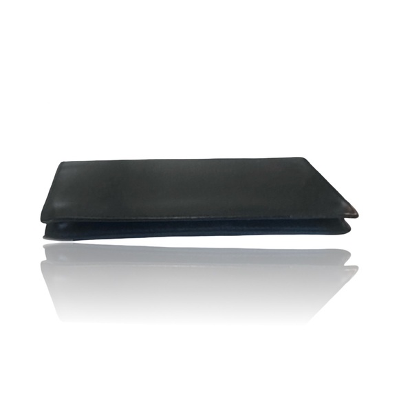 Dunhill black leather long wallet coat wallet silver-tone corner accents British - Picture 8 of 11